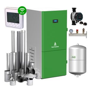 Centrala peleti compacta Mareli Premium RubynoR ECOSTAR SBN 20-35KW- kit evacuare inox , pompa digitala, vas expansiune, termostat WiFi