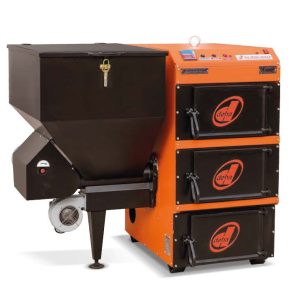 Cazan pe peleti Deha, carbune, samburi, coaja de nuca 53kW