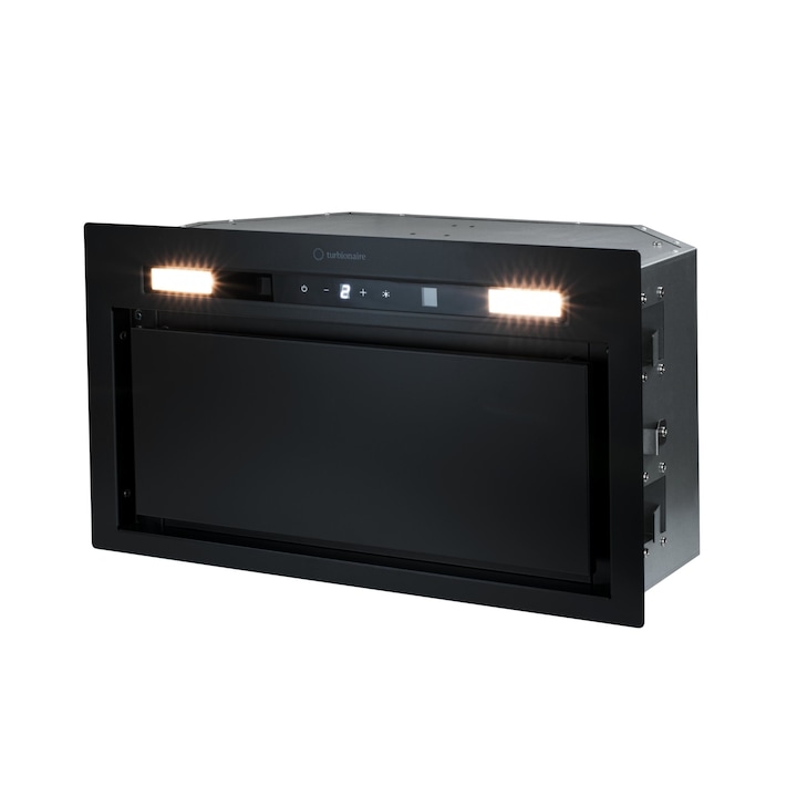 Hota incorporabila Turbionaire Thea TH50RCB, Putere de absorbtie 800 mc/h, Motor brushless, Control prin Gesturi si Touch, Telecomanda, Iluminare LED, Aspiratie perimetrala, Clasa A+, 50 cm, Negru