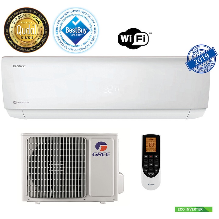 Aparat de aer conditionat Gree Bora A4 Silver, R32 GWH18AAD-K6DNA4E, Inverter 18000 BTU