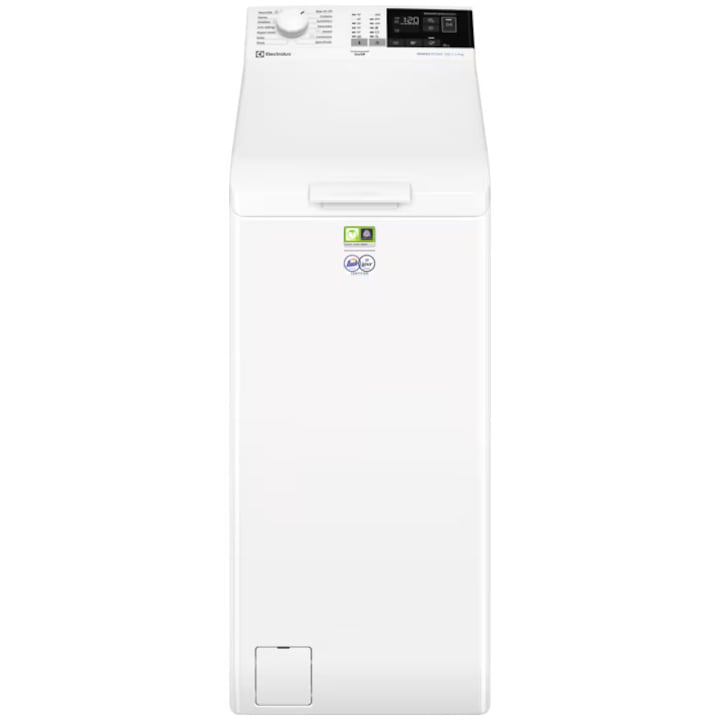 Masina de spalat rufe cu incarcare verticala Electrolux Ecoline EW7T4272E, 7 kg, 1200 RPM, Clasa A, Sistem SteamCare+SensiCare, SoftOpening, TimeManager, Rapid 14 min, Motor Inverter, AquaControl, Alb