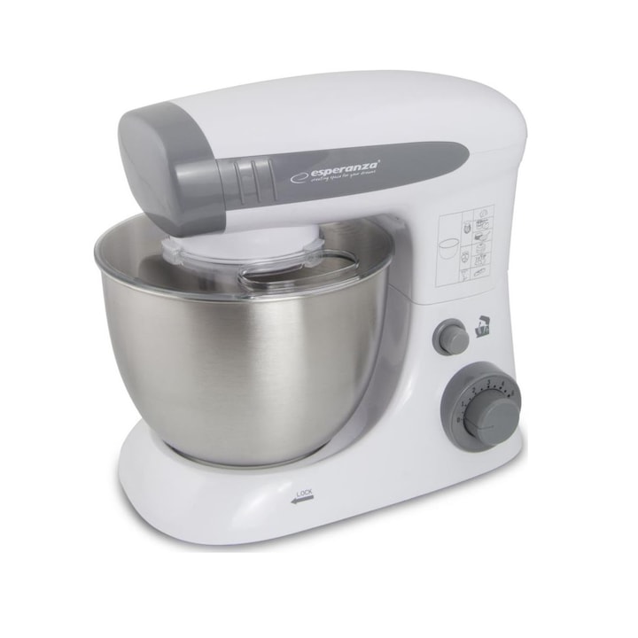 Robot de bucatarie, Esperanza, 800 W, 4 l, Alb/Gri