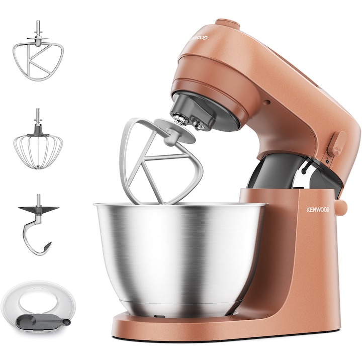 Robot de bucatarie Kenwood Go KZM35.000RD, 800W, vas inox 4L, carcasa metalica, 6 trepte viteza + Turbo, 3 accesorii patiserie, lingura masurare, portocaliu