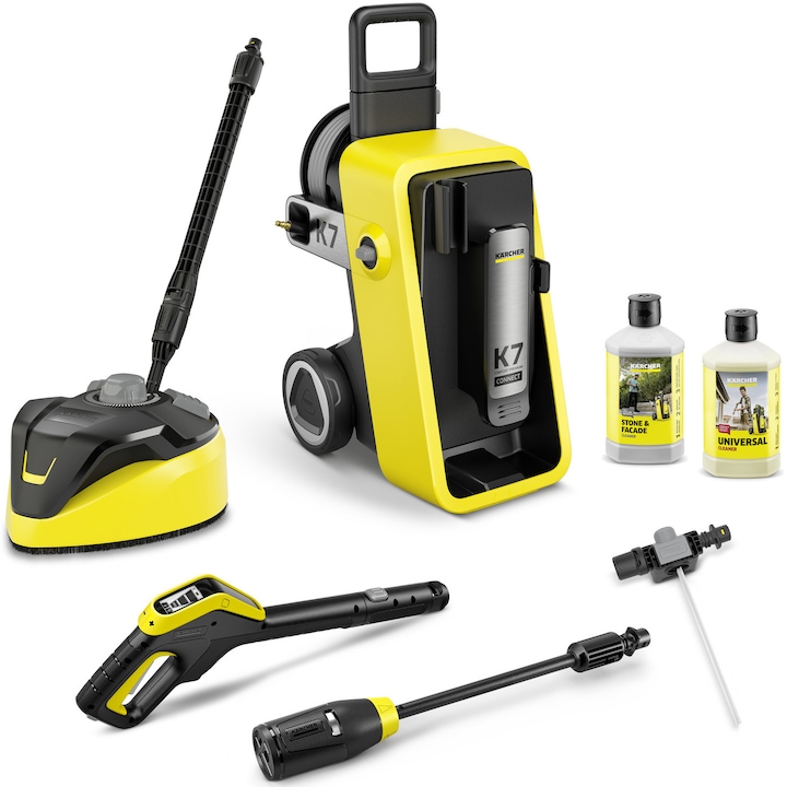 Aparat de spalat cu presiune Karcher K 7 Comfort Premium Connect Home *EU, putere 3000 W, presiune 180 bar, debit 600 l/h, pistol G180Q Connect, lance 4-in-1 Multi Jet, furtun 10 m, dispozitiv T 7, detergent piatra/fatade + detergent universal