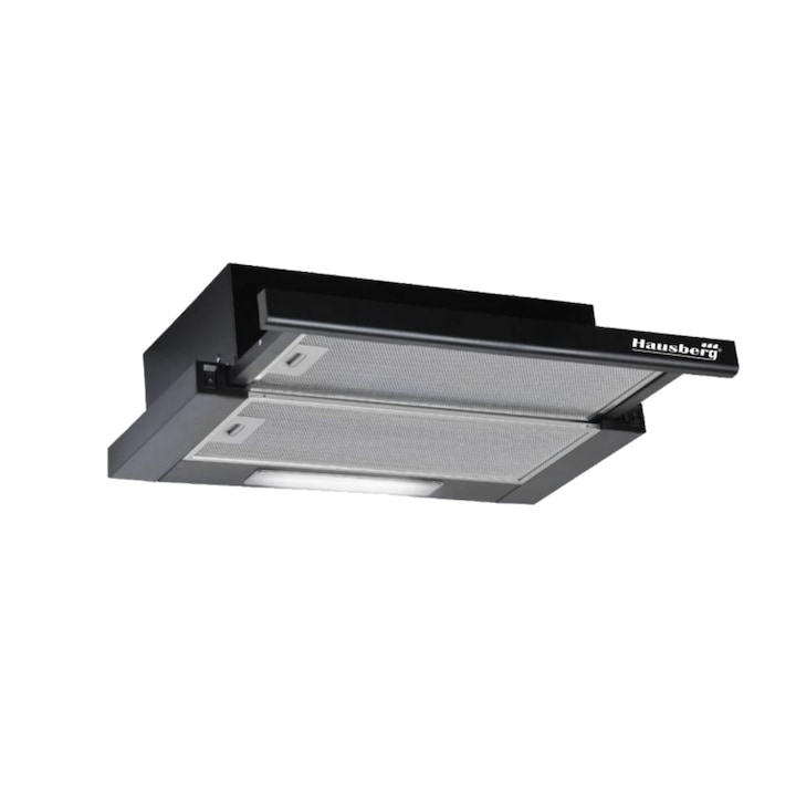 Hota Profesionala Incorporabila, Absorbtie 420 m³/h, 2 x 95 W, Doua Motoare, Protectir Termica 120 °C, Iluminare, Design Modern, Lampa Halogen, Negru