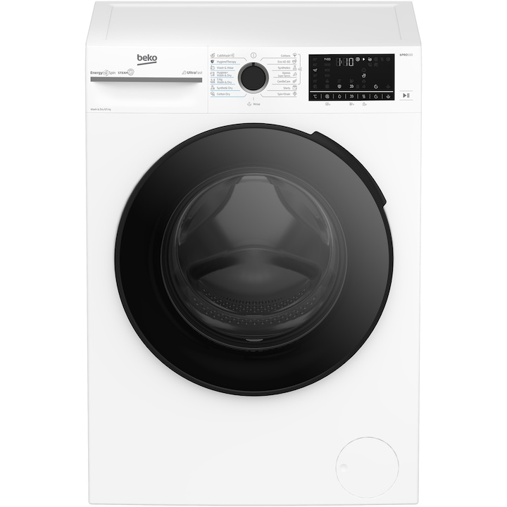 Masina de spalat rufe cu uscator BEKO BM5DFST68442W, Clasa D, SteamCure, 8/5 kg, 1400 rpm, Alb