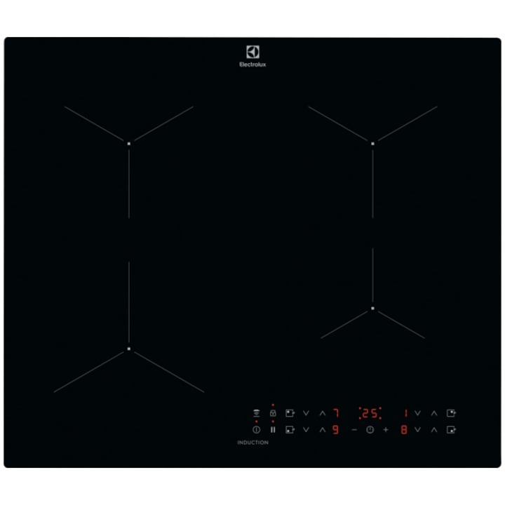 Plita incorporabila Electrolux LIL61434C, Inductie, 4 zone de gatit, Conectivitate hota, Booster, Timer, 60 cm, Negru
