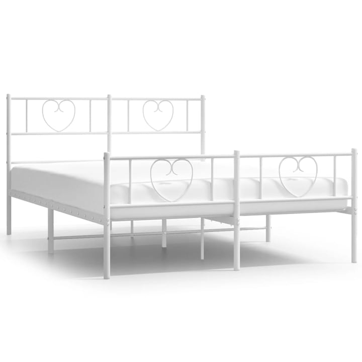 Cadru de pat metalic cu tablie de cap/picioare vidaXL, alb, 140x190 cm 20.25 kg 355530