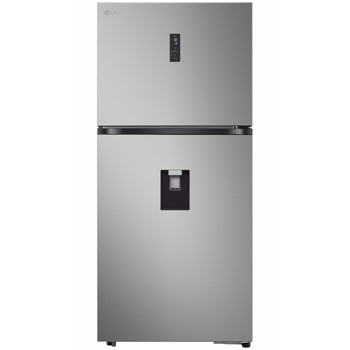 Frigider cu doua usi LG GTFV61PYBQD,609 l,No Frost, Compresor Smart Inverter, WI-FI,Dozator apa, H 184 cm, Cls E, Argintiu