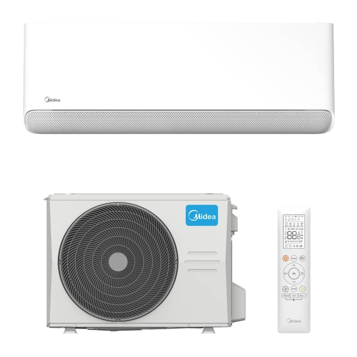 Aparat de aer conditionat Midea Breezeless E CB1-18HRFN8-MX3-18RD1-CB Inverter 18000 BTU, Wi-Fi, algoritm optimizare consum electric, incalzire si racire rapide, Air Magic+