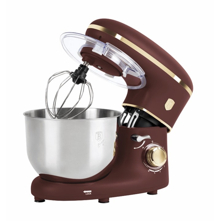 Robot de Bucatarie Berlinger Haus BH 9509 Leonardo – 1300W, 6L, Bol Inox, 6 viteze, Bordeaux, Silentios