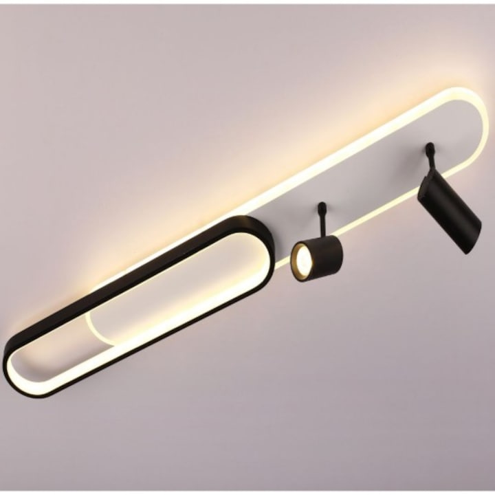 Lustra Led Neagra cu doua spoturi 85w/4200lm 3000k/4000k/6500k cu Telecomanda