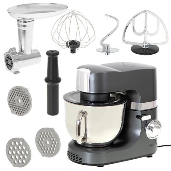 Robot de bucatarie planetar Adler AD 4221, XXL 4 in 1, 2200 W, capacitate 7 L, mod Pulse, 4 functii, inox