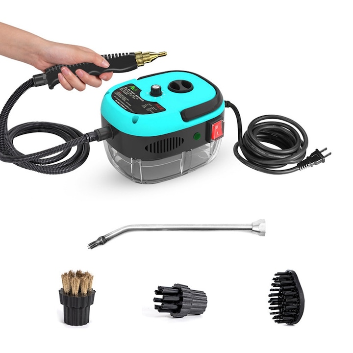 Masina multifunctionala de curatat cu presiune ridicata si temperatura ridicata, aparat de aer conditionat/bucatarie/capota/baie, compacta si portabila, indeparteaza petele, reglare cu cinci viteze, capacitate mare, robusta si durabila, albastru