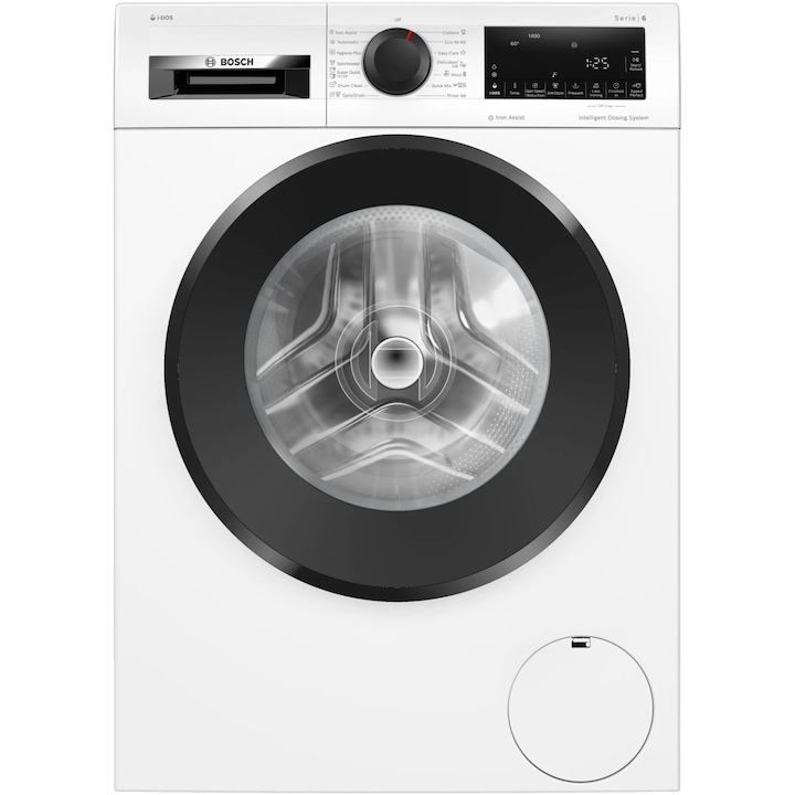 Masina de spalat rufe Bosch WGG244F3BY, 9 kg, 1400 rpm, Clasa A, i-DOS, Iron Assist, Speed Perfect, Motor EcoSilence Drive, Alb