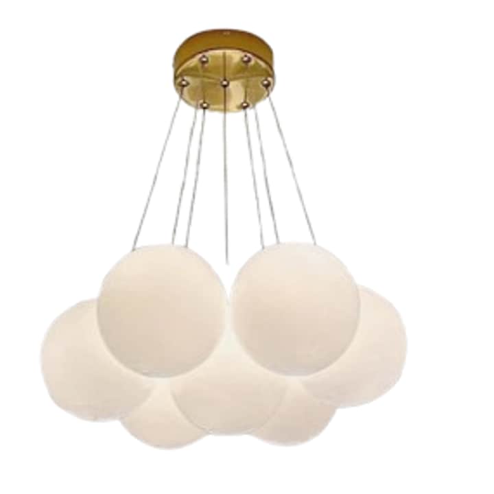 Lustra elegant sferic alb, 7 Brate reglabile E27 lustra8847/7 cu 7 becuri Cadou este cald rece si lumina naturala