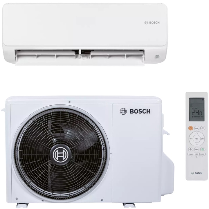 Aparat de aer conditionat Bosch Climate 6000i R32 Inverter 12000 BTU, repornire automata, senzor prezenta, I-clean, Turbo, Timer, Follow me, CL6001iU W 35 E - CL6001i 35 E