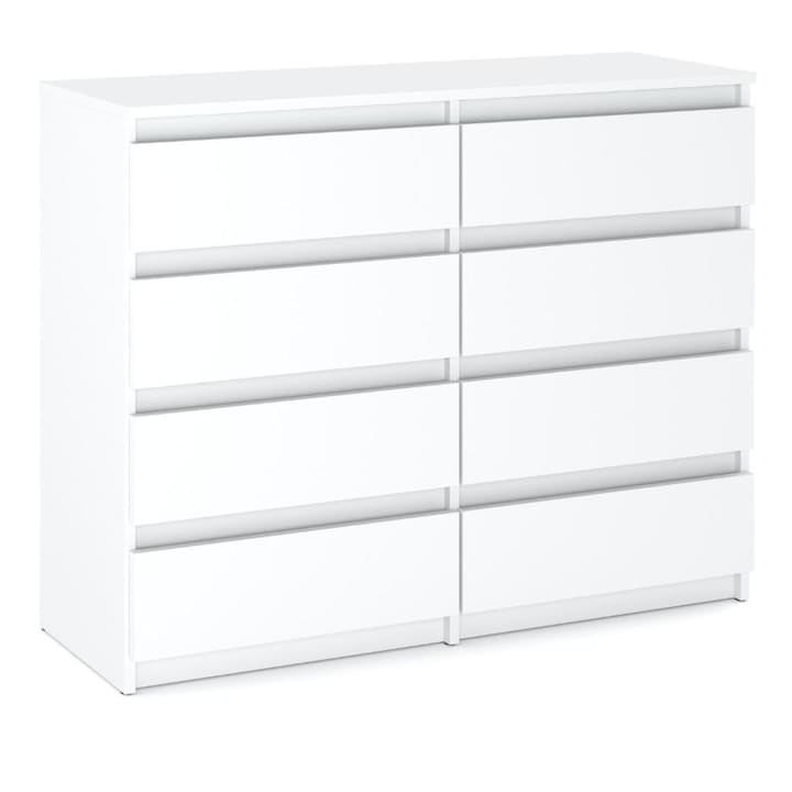 Comoda, Stiv-Meble, Model HIT KDH_BMBM, Cu 8 Sertare Spatioase, Design Modern, Constructie Solida, Perfect Pentru Orice Interior, Montare Simpla, Dimensiuni 120 x 33.5 x 92.5 cm, Placa Laminata, Alb Mat
