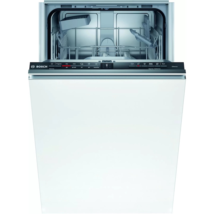 Masina de spalat vase incorporabila Bosch SPV2IKX10E, 9 seturi, 5 programe, ExtraDry, Tab-count, Silence on demand, ActiveWater, Motor EcoSilence Drive, Clasa F, InfoLight, Home Connect, 45 cm