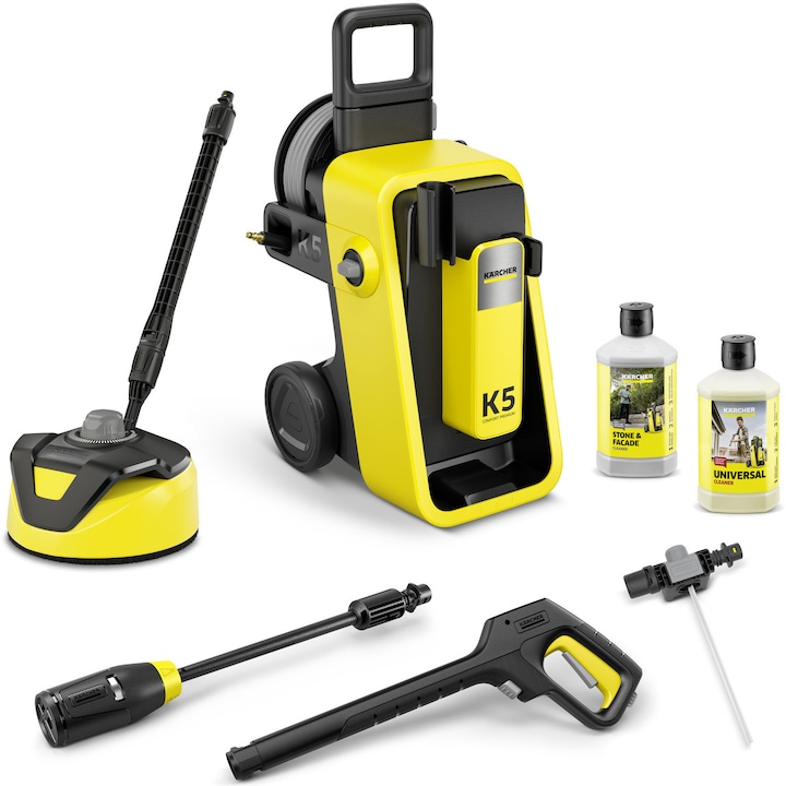 Aparat de spalat cu presiune Karcher K 5 Comfort Premium Home *EU, putere 2100 W, presiune 145 bar, debit 500 l/h, pistol G180Q COMFORT!Hold, lance 4-in-1 Multi Jet, furtun 10 m, dispozitiv T 5, detergent piatra/fatade + detergent universal