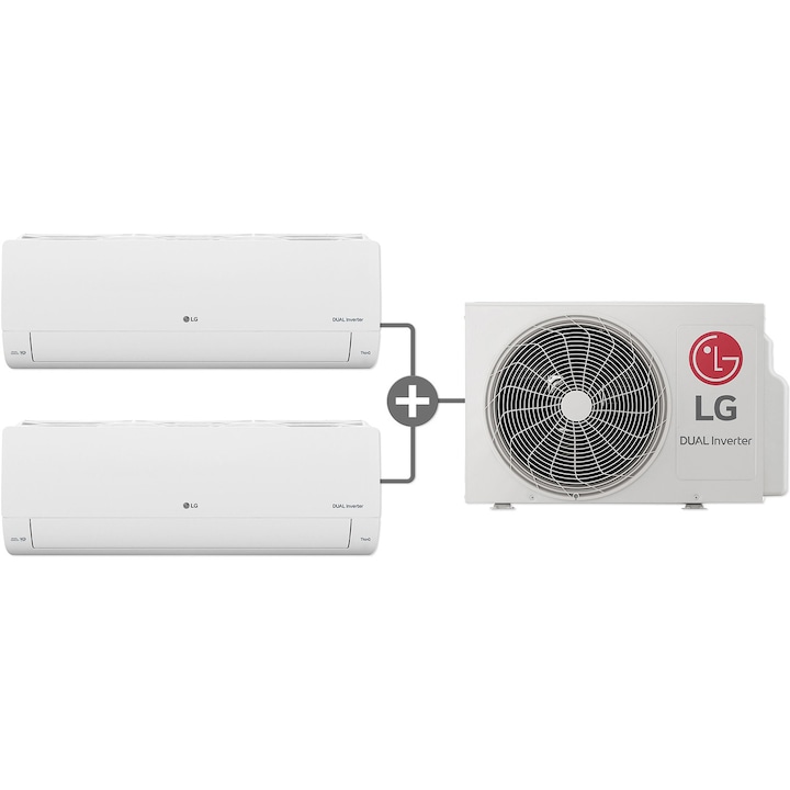 Aparat de aer conditionat LG Multi-Split - 18000 BTU, 1 x 12000 BTU, 1 x 9000 BTU, Wi-Fi, Clasa A+/A++, Heat Pump, Smart inverter, ThinQ, RM3U19.U24/RMN09.NSJ/RMN12.NSJ, Alb