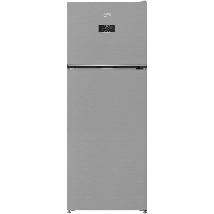 Frigider cu doua usi Beko B3RDNE504HXB, 477 l, No Frost, HarvestFresh, Display, AeroFlow, XXL Bottle holder, Clasa E, H 186,5 cm, Metal Look