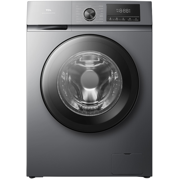 Masina de spalat rufe TCL FF1124SA0, 11 kg, 1400 RPM, Clasa A, Motor Inverter, Steam Wash, Drum Clean, Honeycomb Drum, Add Garment, Argintiu