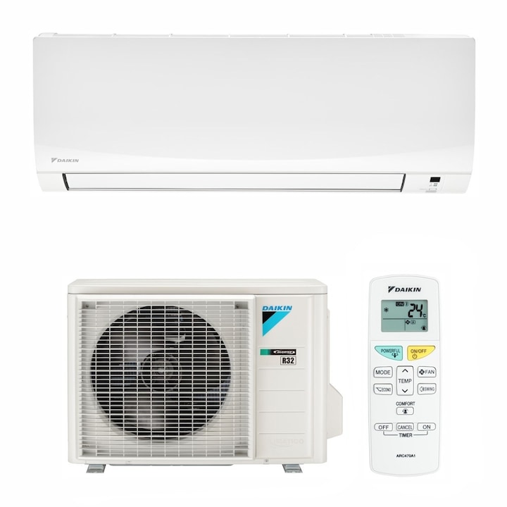 Aparat de aer conditionat Daikin Sensira Bluevolution FTXF35E-RXF35F Inverter 12000 BTU, Clasa A++, Dezumidificare, Baleiere verticala