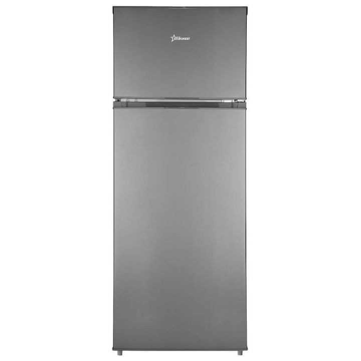Frigider cu 2 usi STARCREST SF-210DX-E, 210 L, Clasa E, Iluminare LED, Termostat Ajustabil, Usi reversibile, H 143 cm, Inox Negru