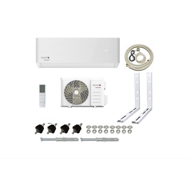 Aparat de aer conditionat Yamato Avanti YW12T3n, Model 2025, 12000 BTU, Inverter, Filtrare dubla, WI-FI, alb, kit complet de montaj inclus