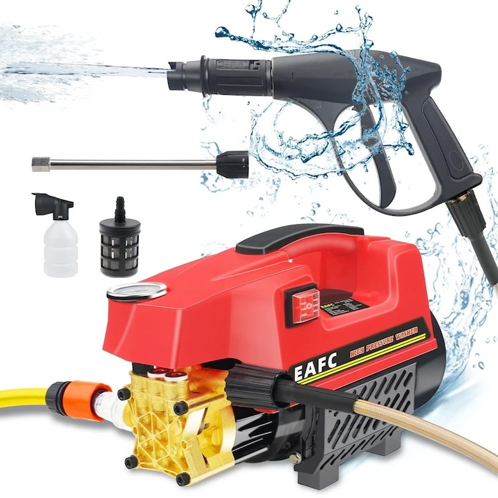 Pistol cu apa de inalta presiune pentru spalatorie auto 1000W, 200Bar, 7 L/min, masina de spalat auto electrica de mare putere, multifunctionala, 7m furtun de apa, pistol cu ​​apa portabil, kit de curatare a podelelor acasa