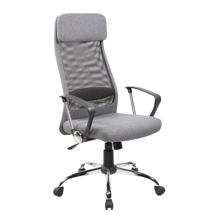 Scaun de birou ergonomic Kring Klaus, stofa + mesh, Gri