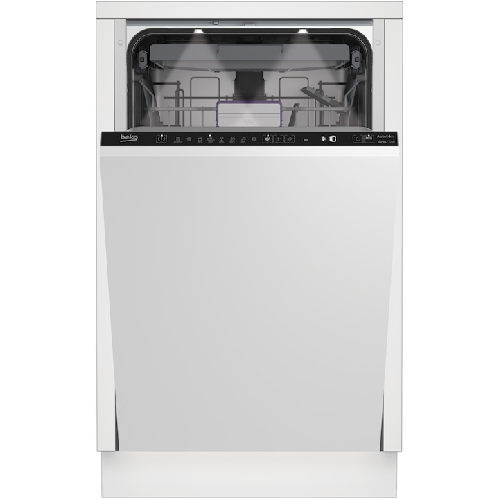 Masina de spalat vase incorporabila Beko BDIS38040A, 10 seturi, 8 programe, Clasa C, AutoDose, Motor ProSmartInverter, AutoGlassShield, SelfDry, Hygiene Intense, Sertar tacamuri, Mini 30, 45 cm