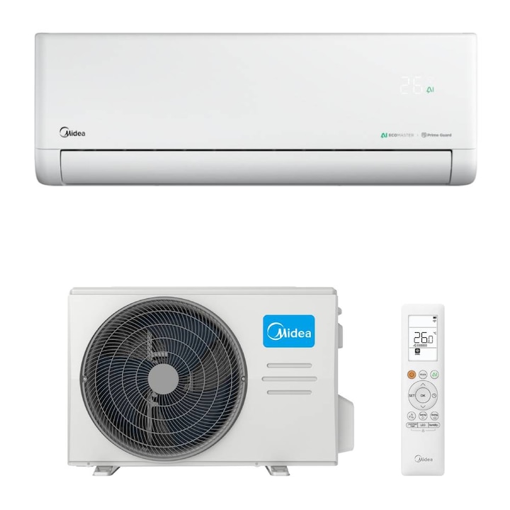 Aparat de aer conditionat Midea Solstice EZ-12RD6-MX2H-12RD6 Inverter 12000 BTU, Wi-Fi, AI EcoMaster, 180° Air Flow, Air Magic+, Prime Guard, i-Sleep