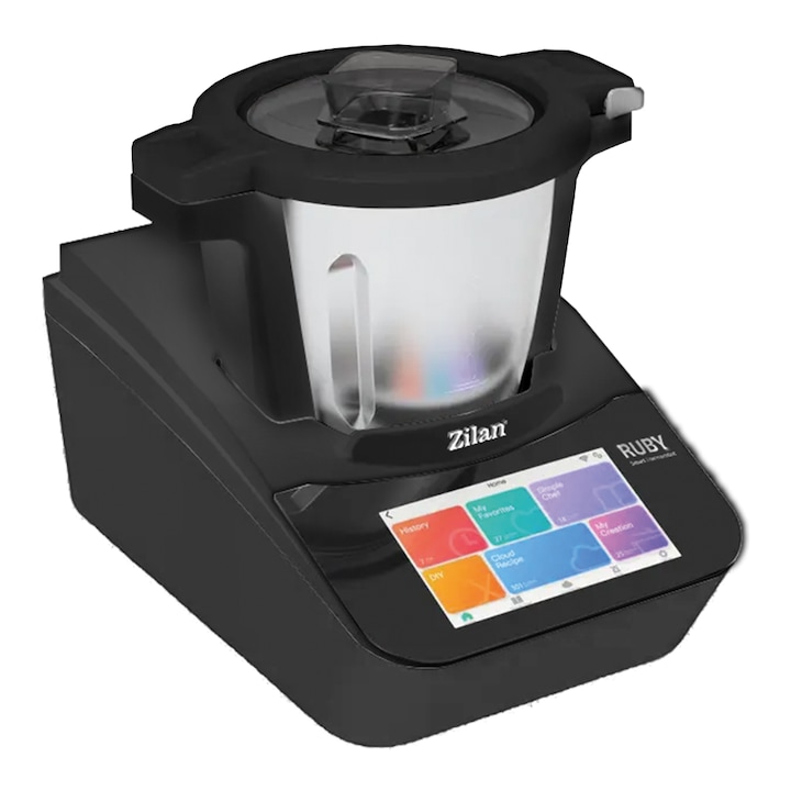 Robot de bucatarie Zilan ZLN9341 RUBY multifunctional Thermorobot, 1700W, 4.7L, Ecran color TFT cu touchscreen de 7 inch, 18 Functii, WiFi, Aplicatie mobila
