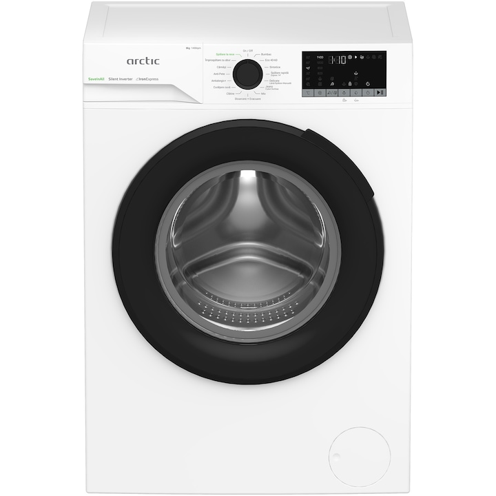 Masina de spalat rufe Arctic APLM2WFSU28411WPB, 8 Kg, 1400 RPM, Clasa A, Motor Silent Inverter, ExtraSteam, IronExpress, Recycled Tub, Fast/Intensive, Steam, WaterMode, Child Lock, Add-In, Alb
