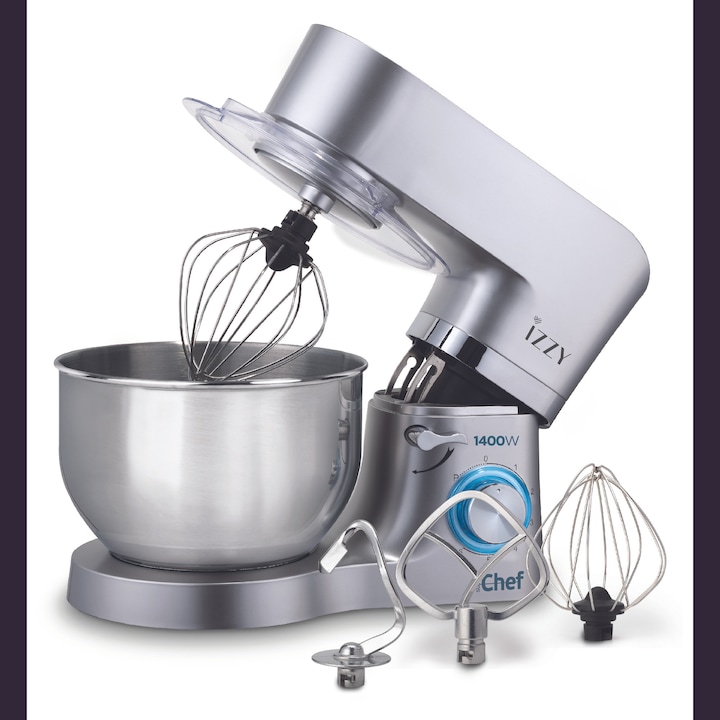 Robot de bucatarie Izzy, Super Chef, 1400W, bol 6L inox, 6 setari de viteza, argintiu mat