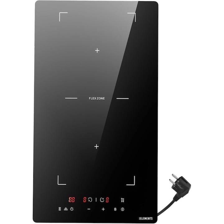 Plita cu inductie KB ELEMENTS, 2 zone de gatit, Flex Zone, 3600W, functie Keep Warm, control touch, Booster, 9 trepte de putere, timer, child lock