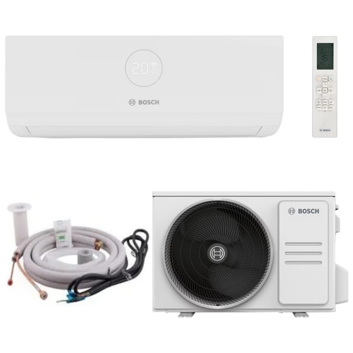 Aparat de aer conditionat Bosch Climate 3000i, 12000 BTU, A++/A+, Filtru catalizator rece, functie Wind avoid me, functie Follow-me, Wi-Fi Ready, KIT MONTAJ INCLUS