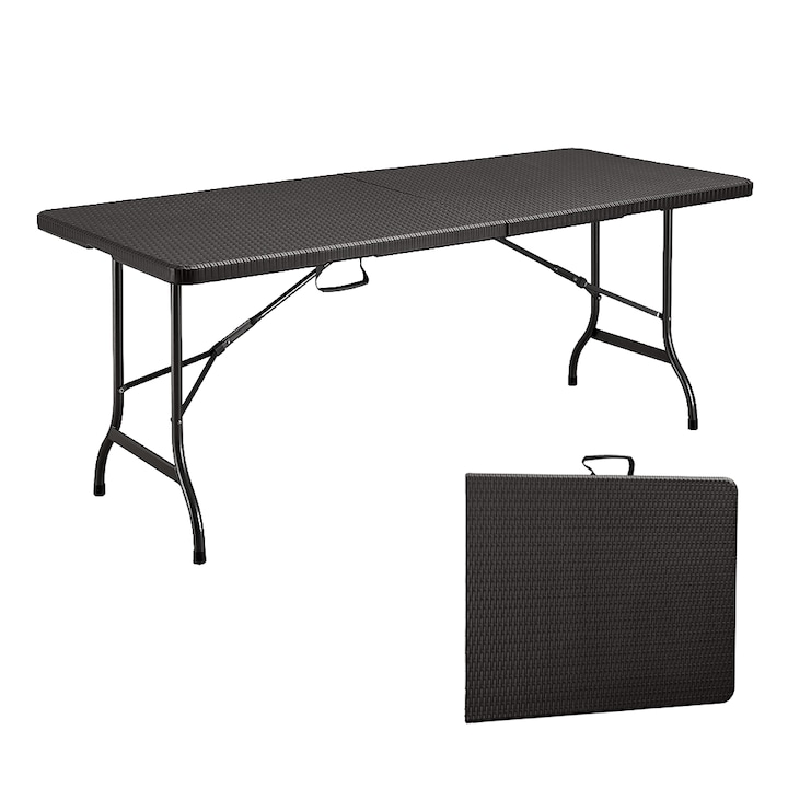 Masa plianta Kiwari® Event, metalica, 180x75x72 cm, sistem pliere rapida, Negru