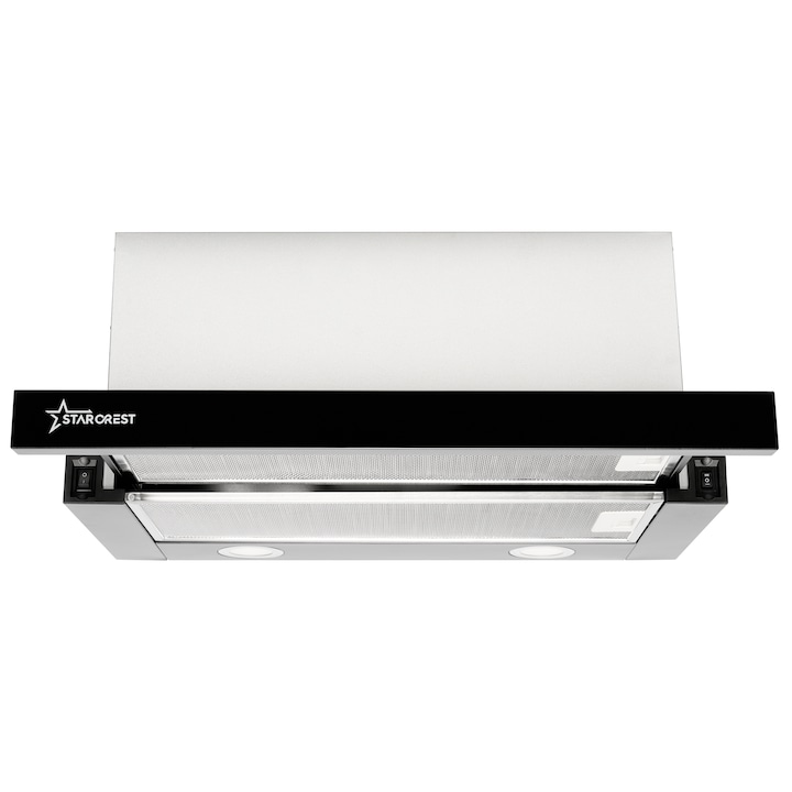 Hota incorporabila telescopica STARCREST STH-550BK, Putere de absorbtie 550 m3/h, 1 Motor, 2 Trepte putere, 60 cm, Negru