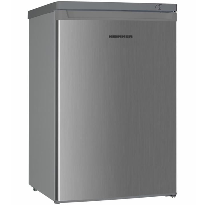 Congelator Heinner HFF-HM91SE++, 91 l, 4 sertare, Control mecanic, Clasa E, H 85 cm, Argintiu