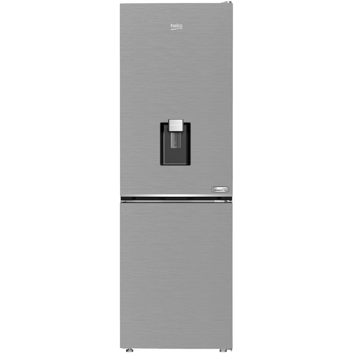 Combina frigorifica Beko B3RCNA364HDXB, 316 l, No Frost, HarvestFresh, AeroFlow, Water dispenser SLIM TANK, Clasa E, H 186.5 cm, Inox