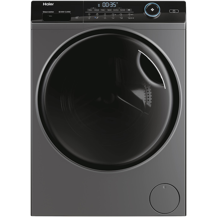 Masina de spalat rufe cu uscator Slim Haier HWD80-B14959S8U1S, 8 kg spalare, 5 kg uscare, 1400 rpm, Clasa A, Motor Direct Motion, Wi-Fi, iRefresh, ABT, Pillow Drum, Dual Spray, Antracit