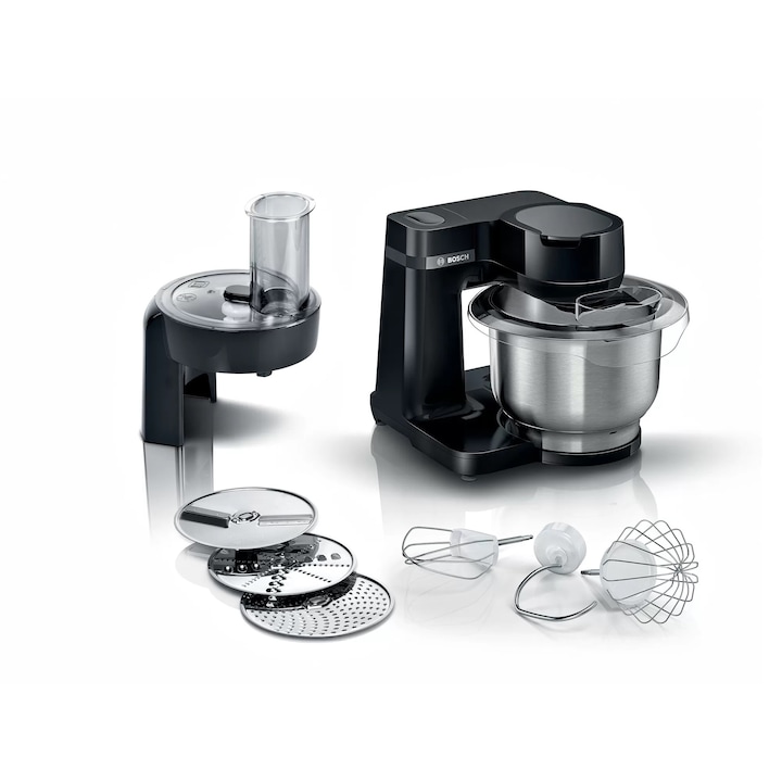 Robot bucatarie Bosch MUMS2EB01, 700W, 4 nivele, bol inox 3.8L, sistem PlanetaryMixing, negru