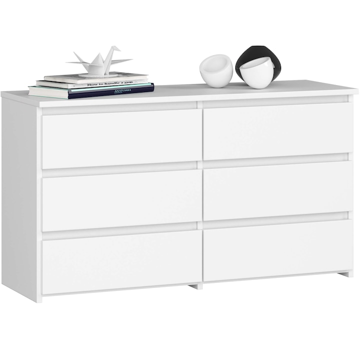 Comoda, Akord Furniture Factory, PAL, 6 sertare, 57x100x35 cm, Alb