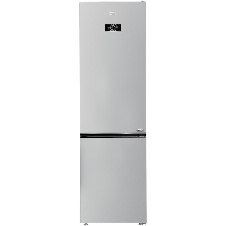 Combina frigorifica Beko B3RCNA404HM, 355 l, No Frost, HarvestFresh, AeroFlow, Fast Freeze,Dairy compartment ,MaxStore, Clasa E, H 203.5 cm, Gri