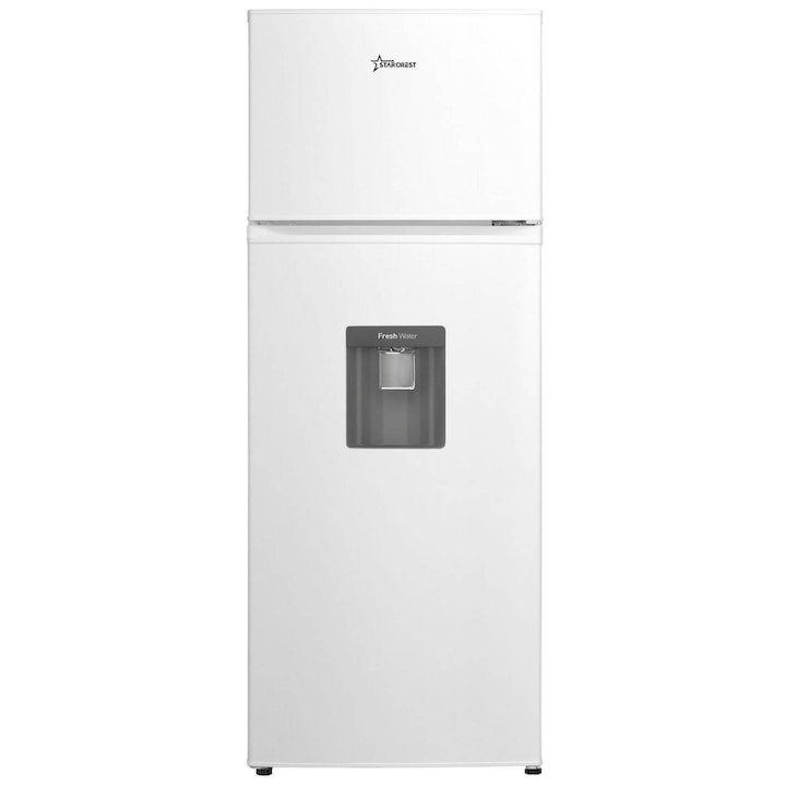 Frigider cu 2 usi STARCREST SF-203WD-WHE, 203 L, Clasa E, Dozator Apa, Iluminare LED, Termostat Ajustabil, Usi reversibile, H 145 cm, Alb