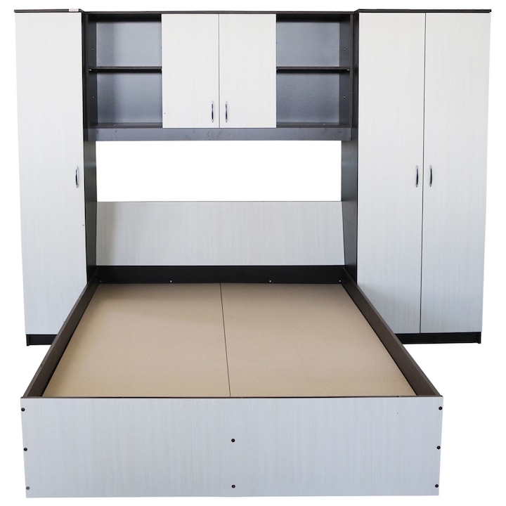Dormitor Mario cu pat cu sertar 160x200 cm, Wenge / Brad
