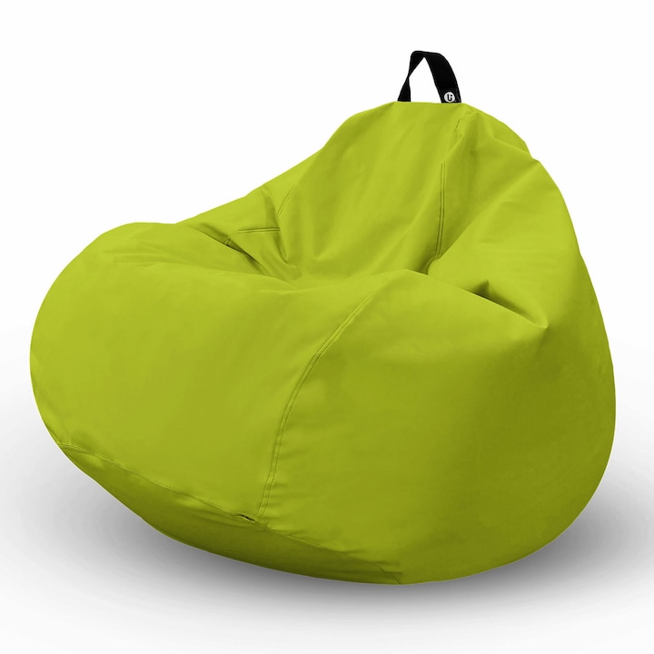 Fotoliu Updeco Puf Bean Bag tip para XL Chroma, impermeabil, poate fi folosit outdoor, cusatura dubla, sac interior, cu maner, 90 x 90 x 60 cm, Green
